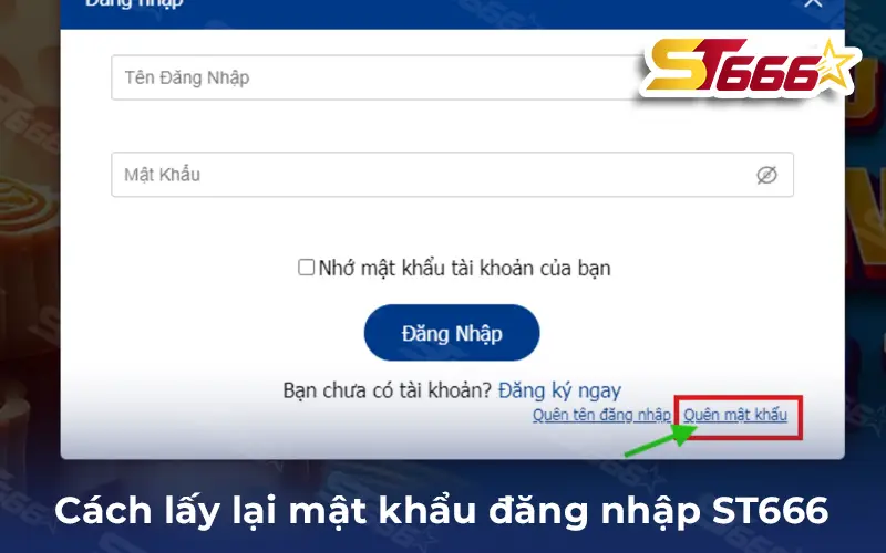 CÁCH LẤY LẠI MẬT KHẨU ĐĂNG NHẬP ST666